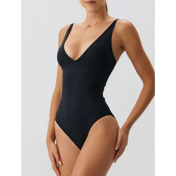 Berlook One Piece Swimsuit Black XS Extra Small Corset Lace Up Back NEW NWT Bag